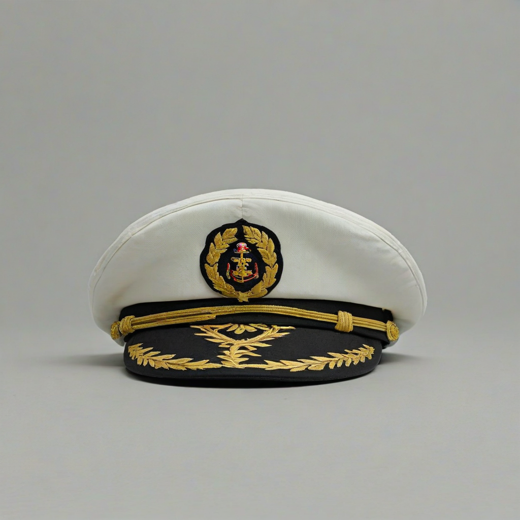 admiral's cap, on a plain white background, even lighting