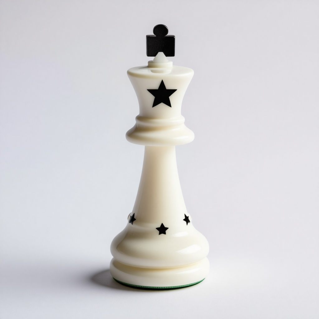queen chess piece white with black stars