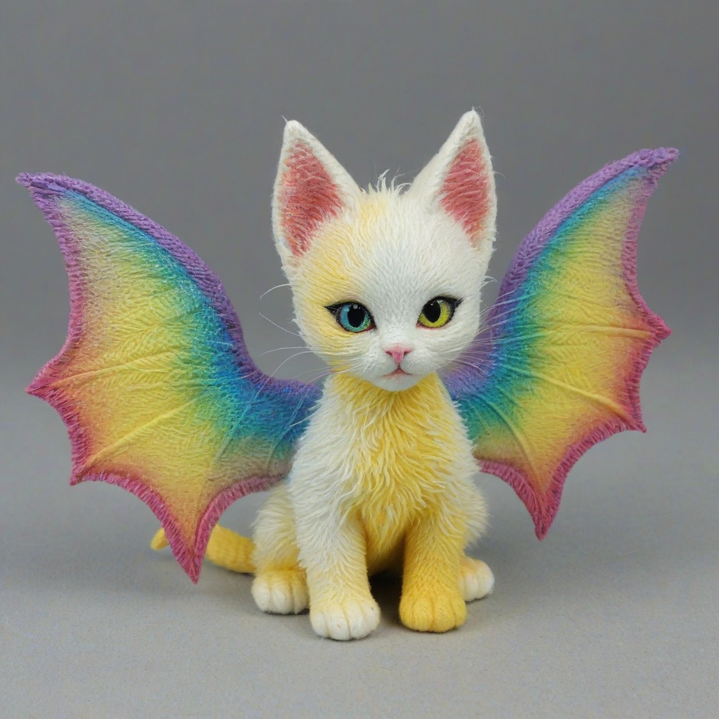 Rainbow kitten with yellow dragon wings