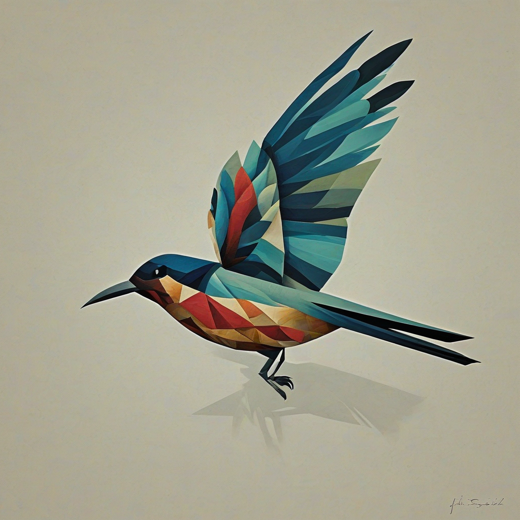 Cubism style of a flying bird