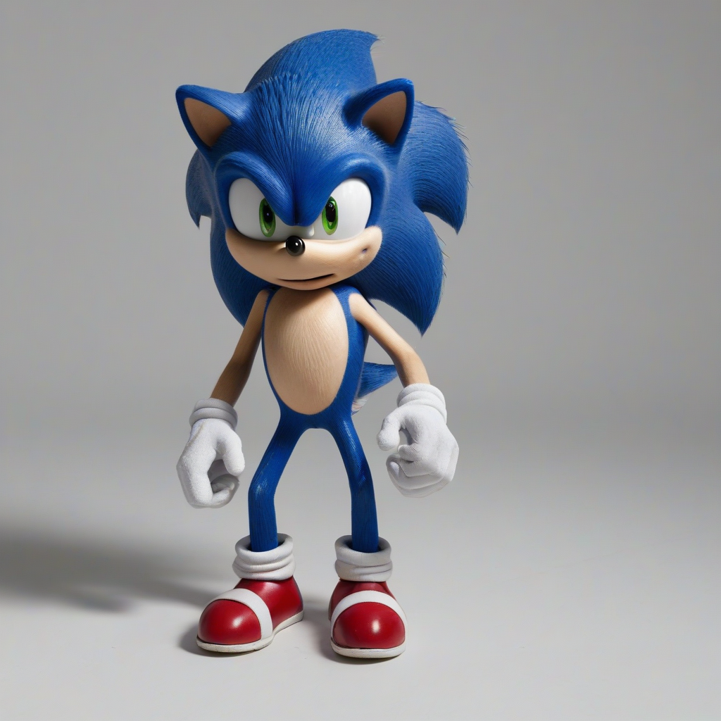 Sonic the hedgehog, on a plain white background, even lighting 