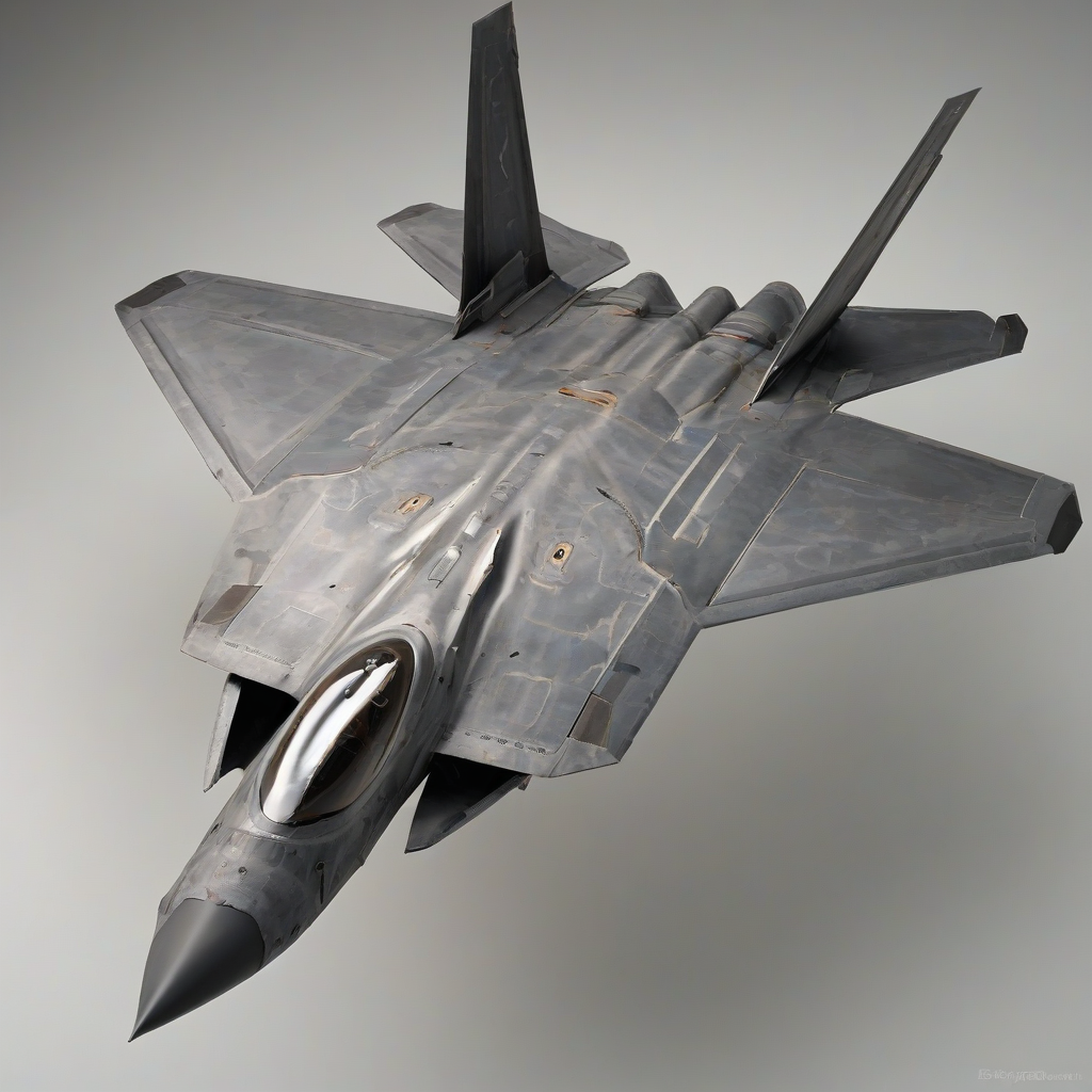 steam punk style f-22 raptor, on a plain white background, even lighting 