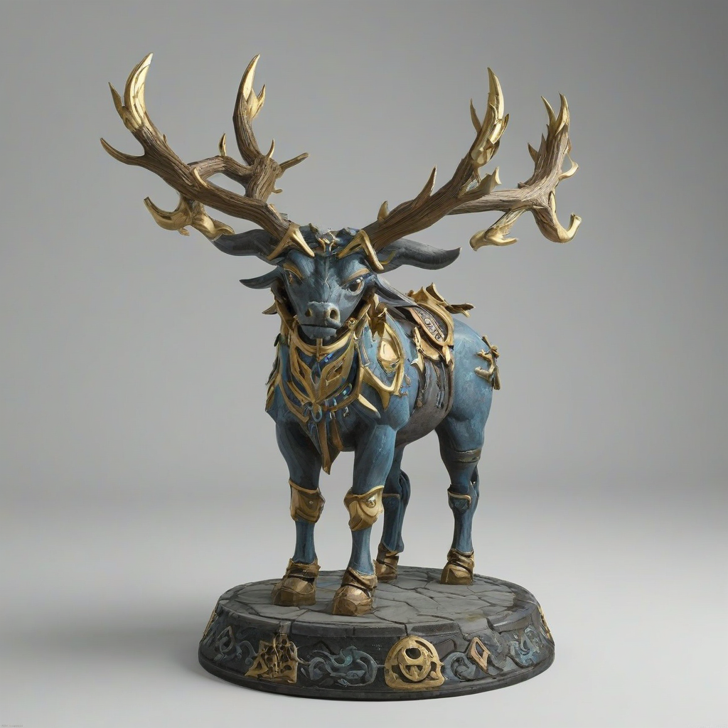 I would like a 3d model of the horned statue from the zelda game breath of the wild, on a plain white background, even lighting
