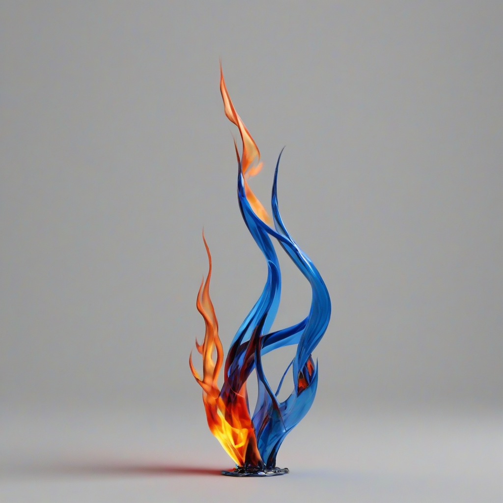3d blue, red, and orange flame, on a plain white background, even lighting