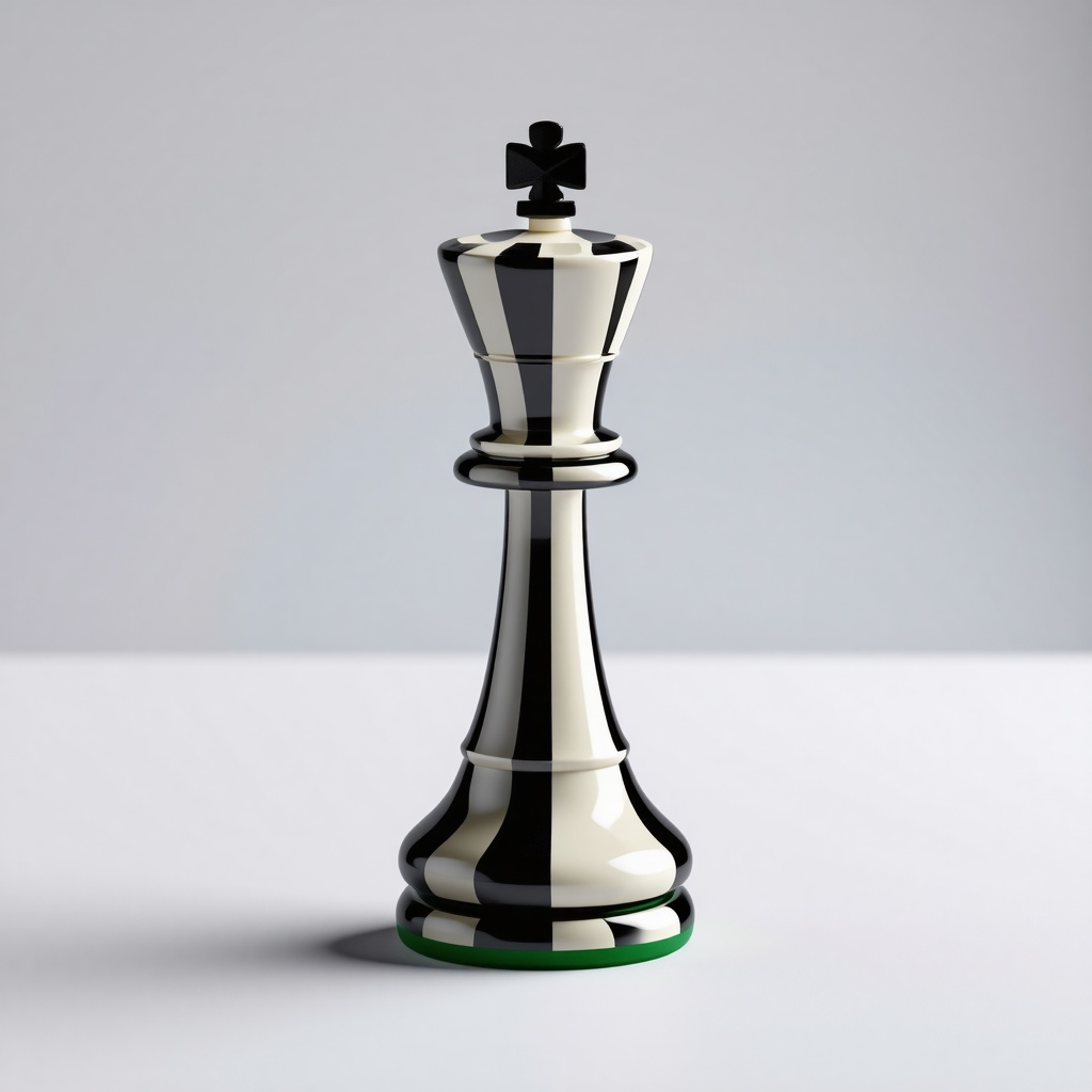 white queen chess piece with black stripes