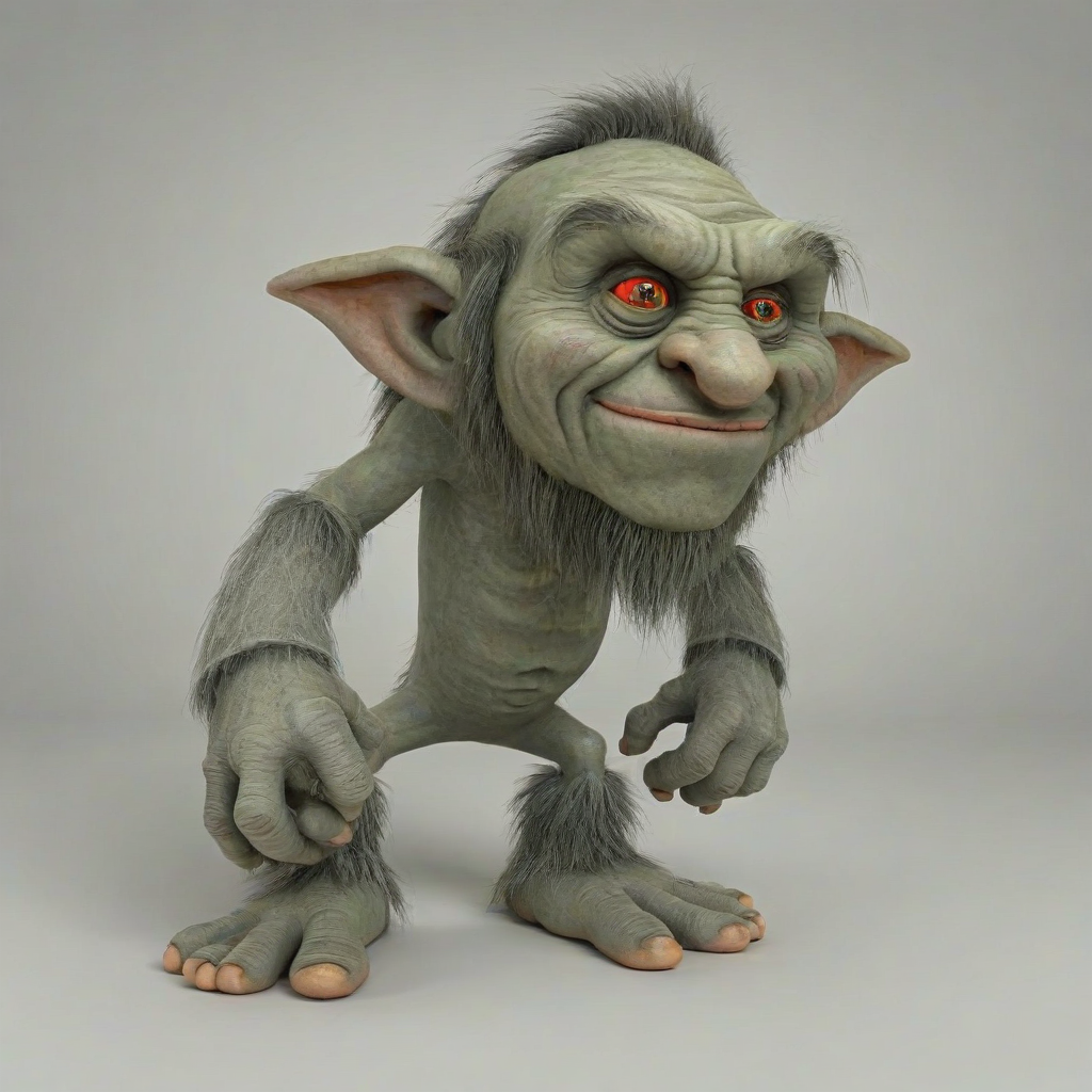 3d cartoon, hand-drawn troll, on a plain white background, even lighting