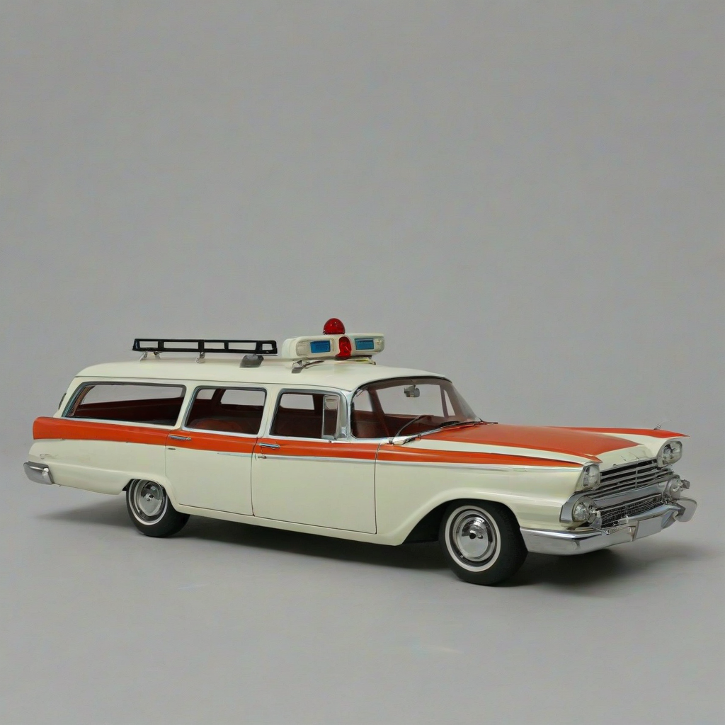 1960's station wagon ambulance, on a plain white background, even lighting