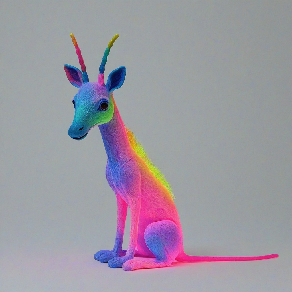 neon colors, gentle, sweet, imaginary animal, on a plain white background, even lighting