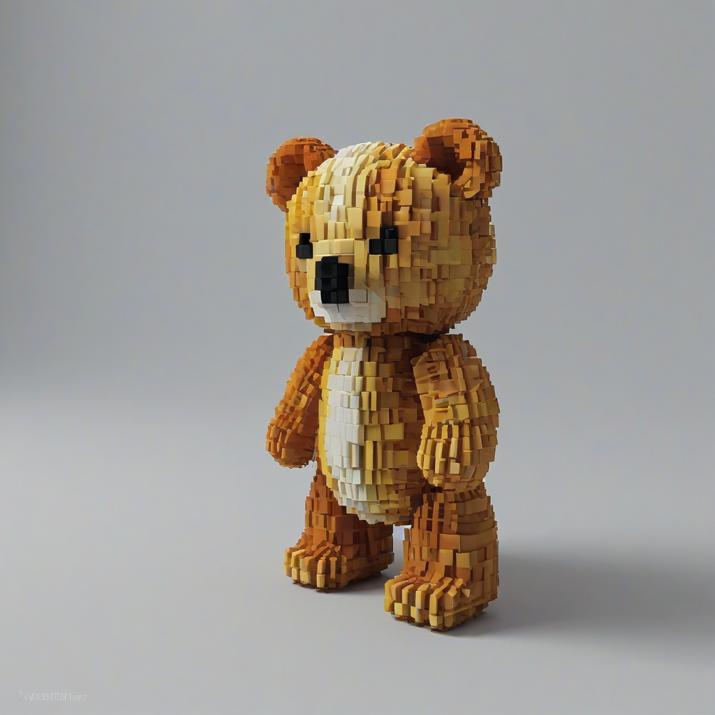 voxel art teddy bear, on a plain white background, even lighting