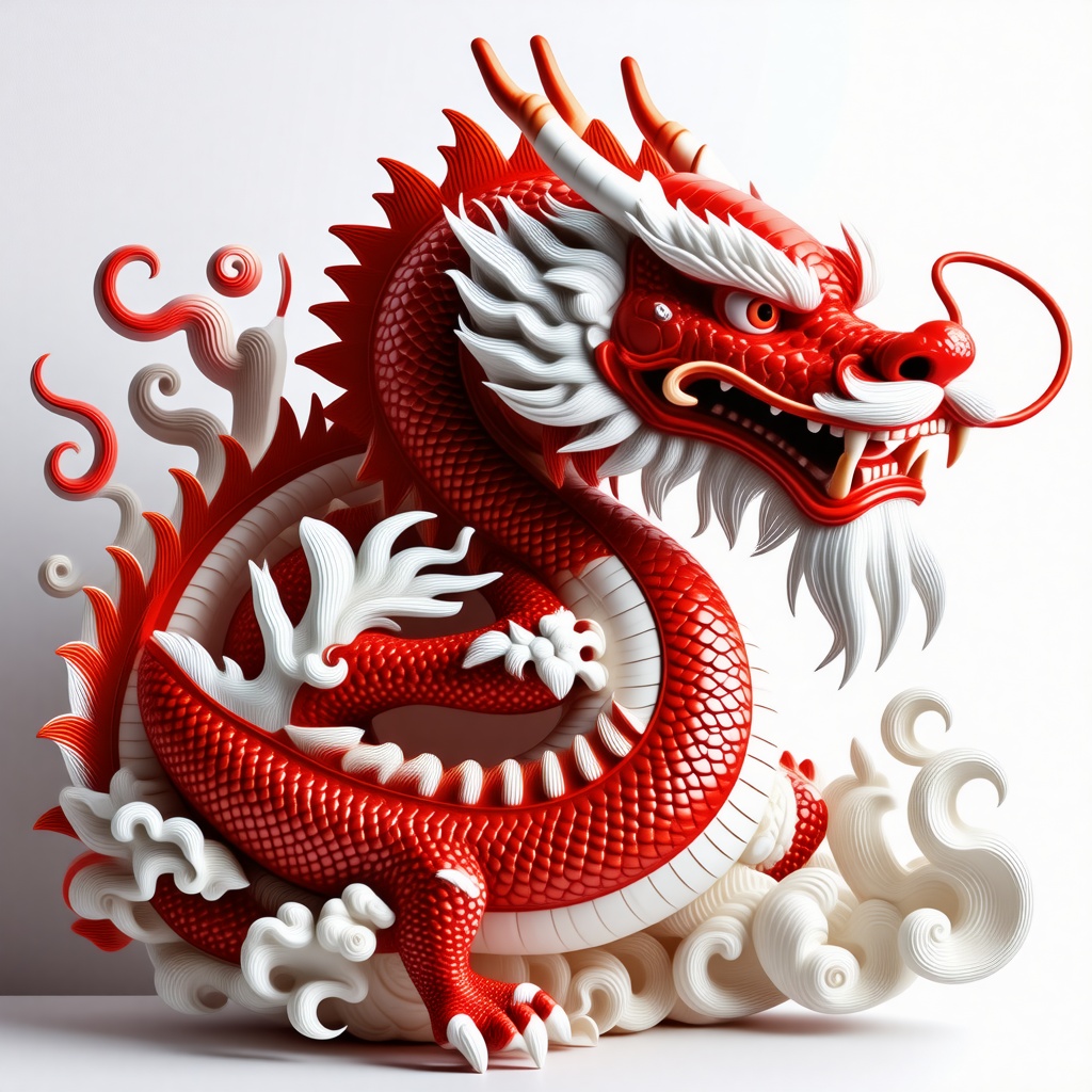 red and white chinese dragon