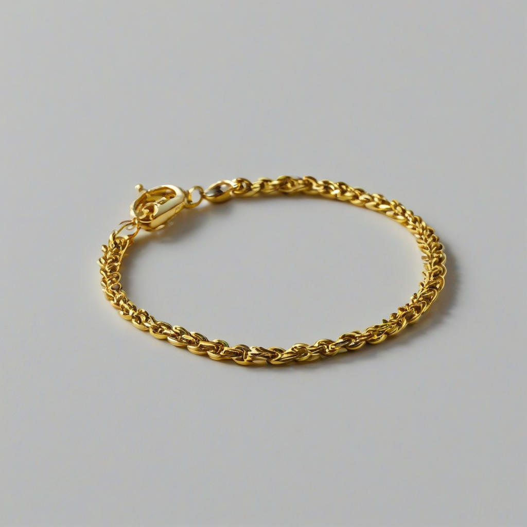 gold bracelet, on a plain white background, even lighting