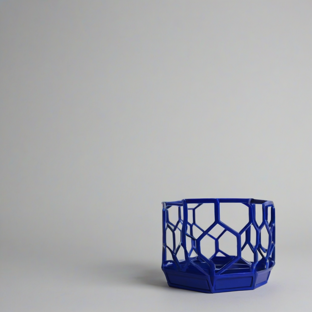 cobalt blue Stacked hexagon pen holder, on a plain white background, even lighting