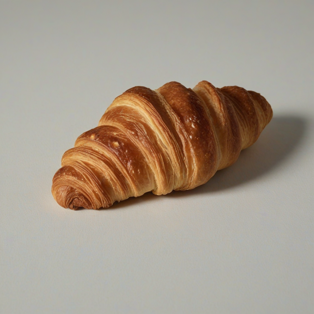 single croissant, on a plain white background, even lighting