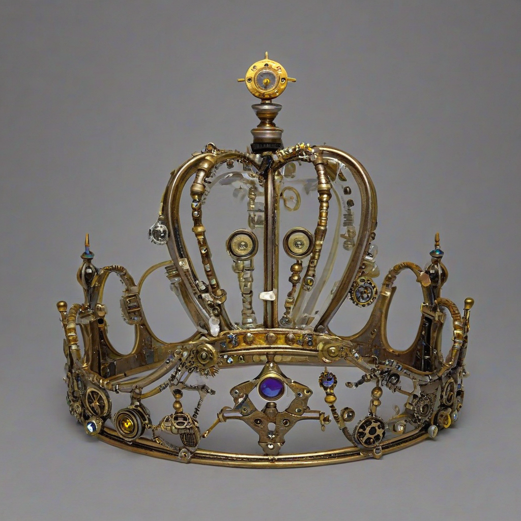 steampunk style princess crown, on a plain white background, even lighting