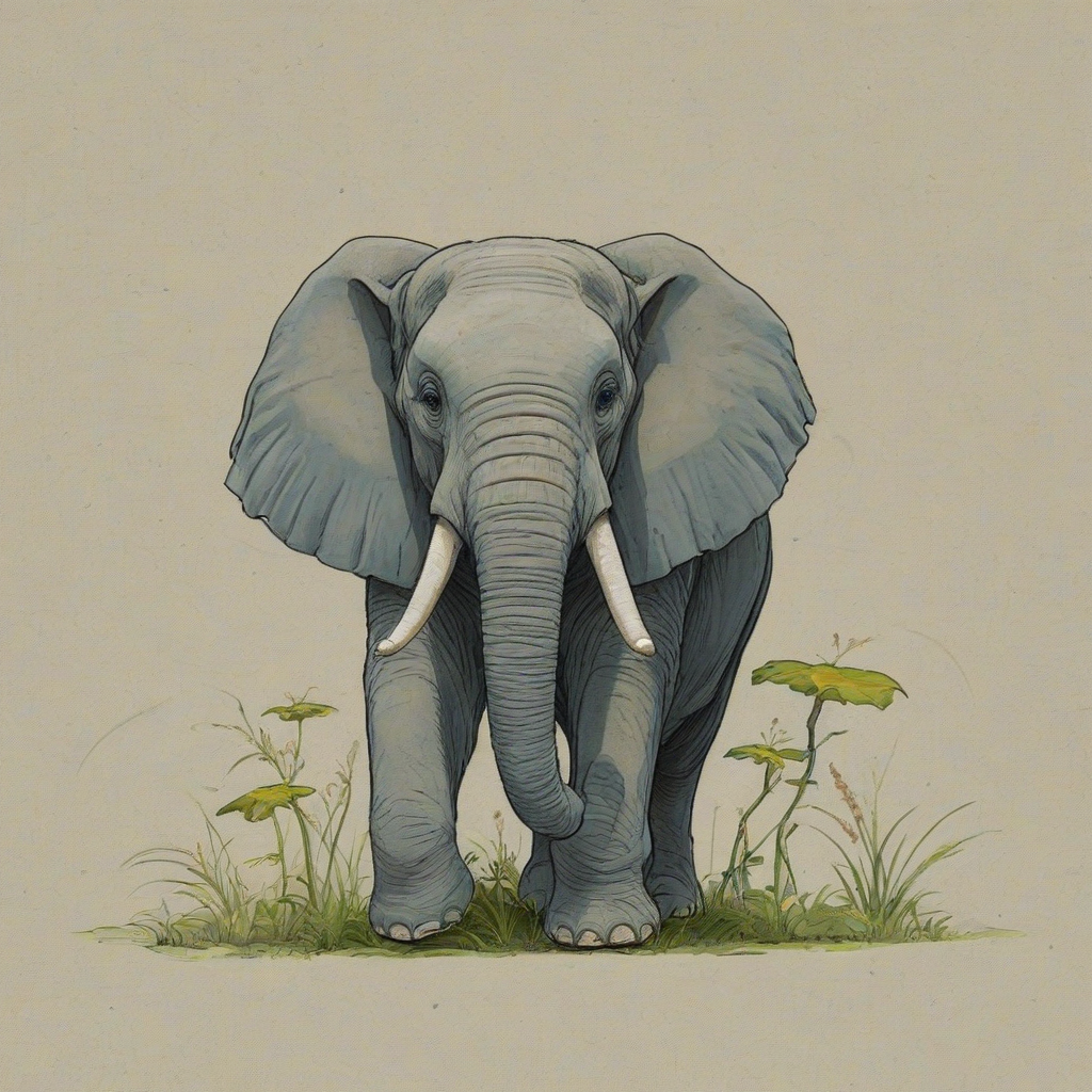 Ghibli style of an elephant