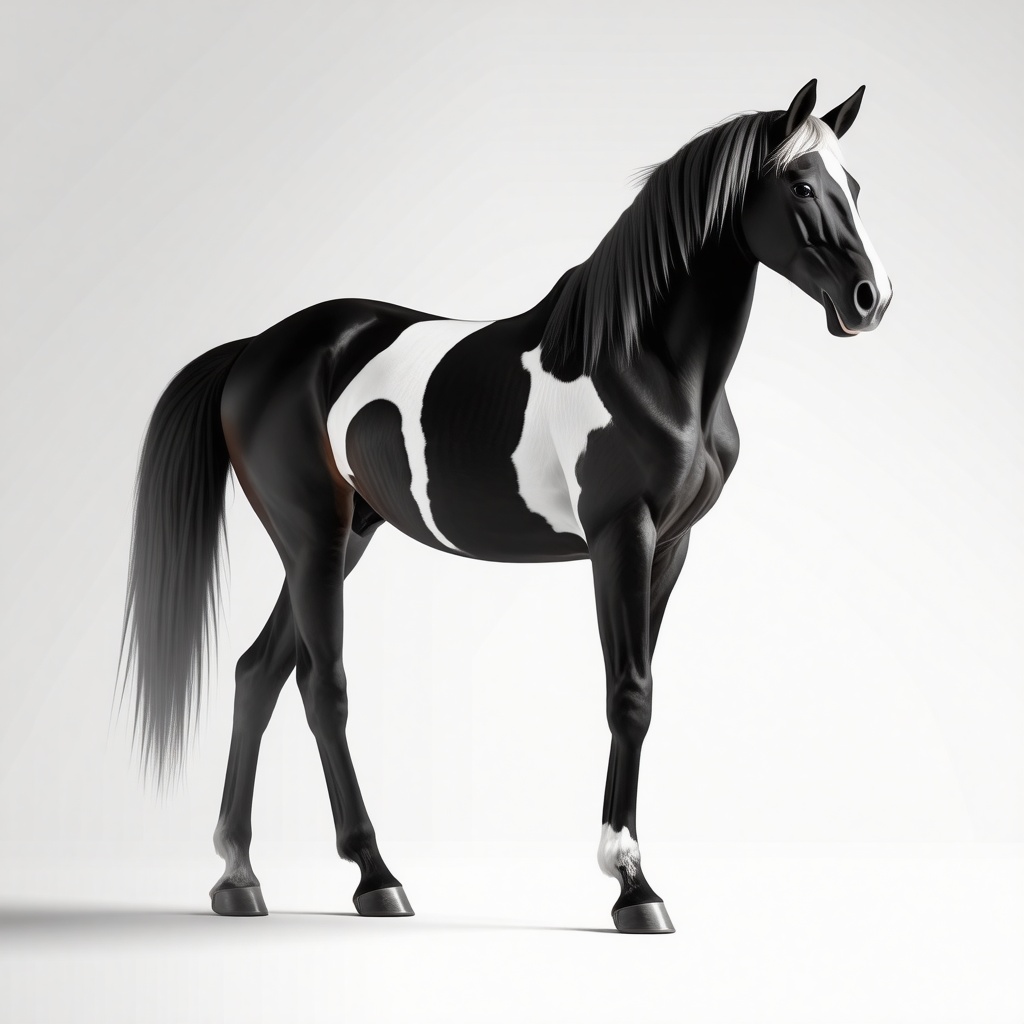 black and white horse full body