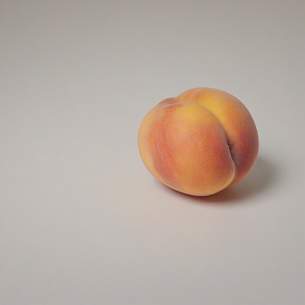 A single, ripe peach, concept art style, vibrant colors, soft lighting, full-body view, on a plain white background, highly detailed texture, with gentle shadows and subtle gradient effects, on a plain white background, even lighting 