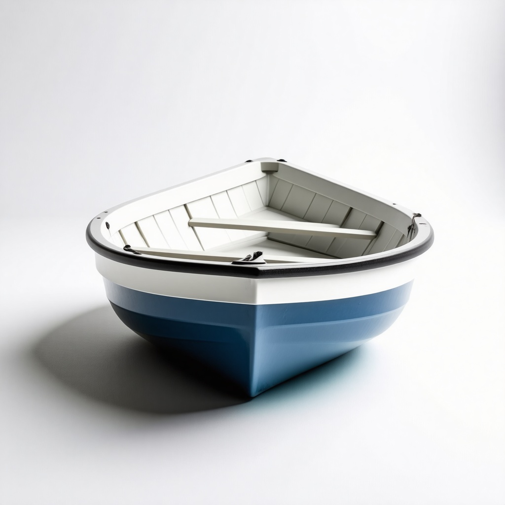 white and blue row boat