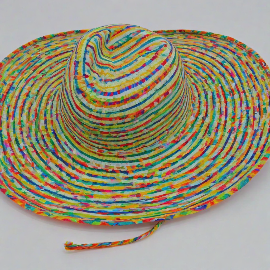 colorful sunhat with bright colors, on a plain white background, even lighting