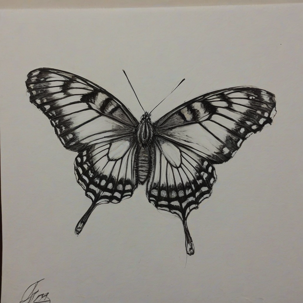 Sketch painting of a beautiful butterfly