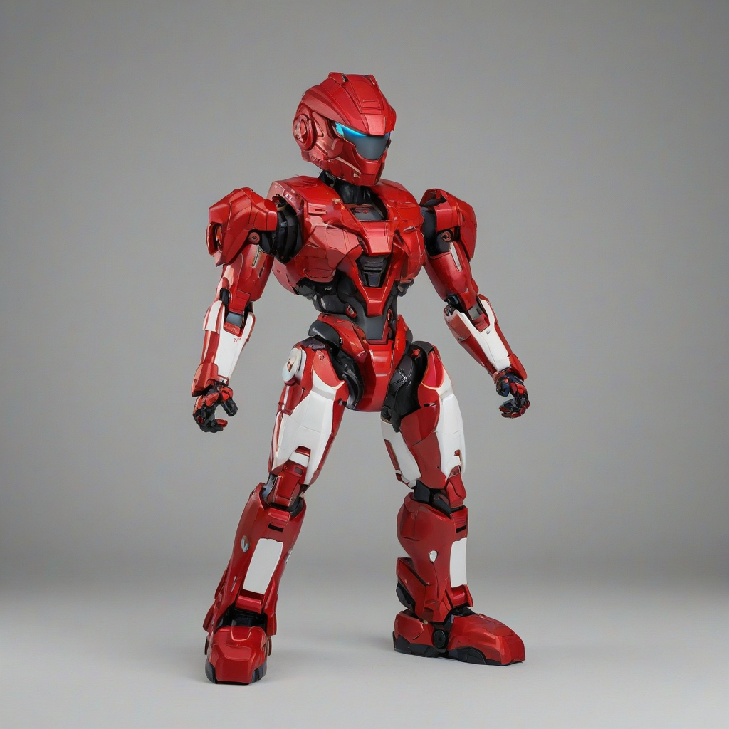 a red mecha suit, funko pop style, on a plain white background, even lighting