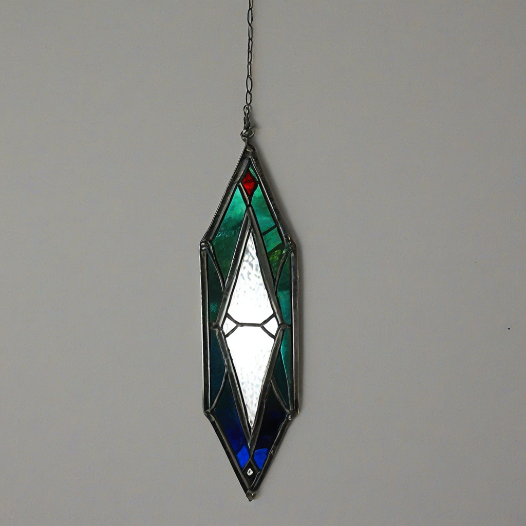 stained glass light catcher, on a plain white background, even lighting