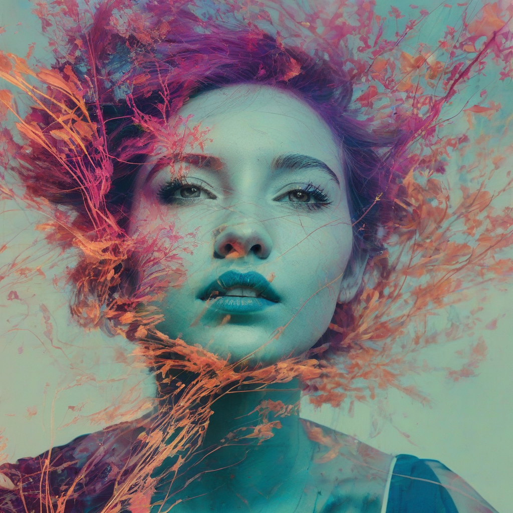 Double exposure photography with vibrant colors