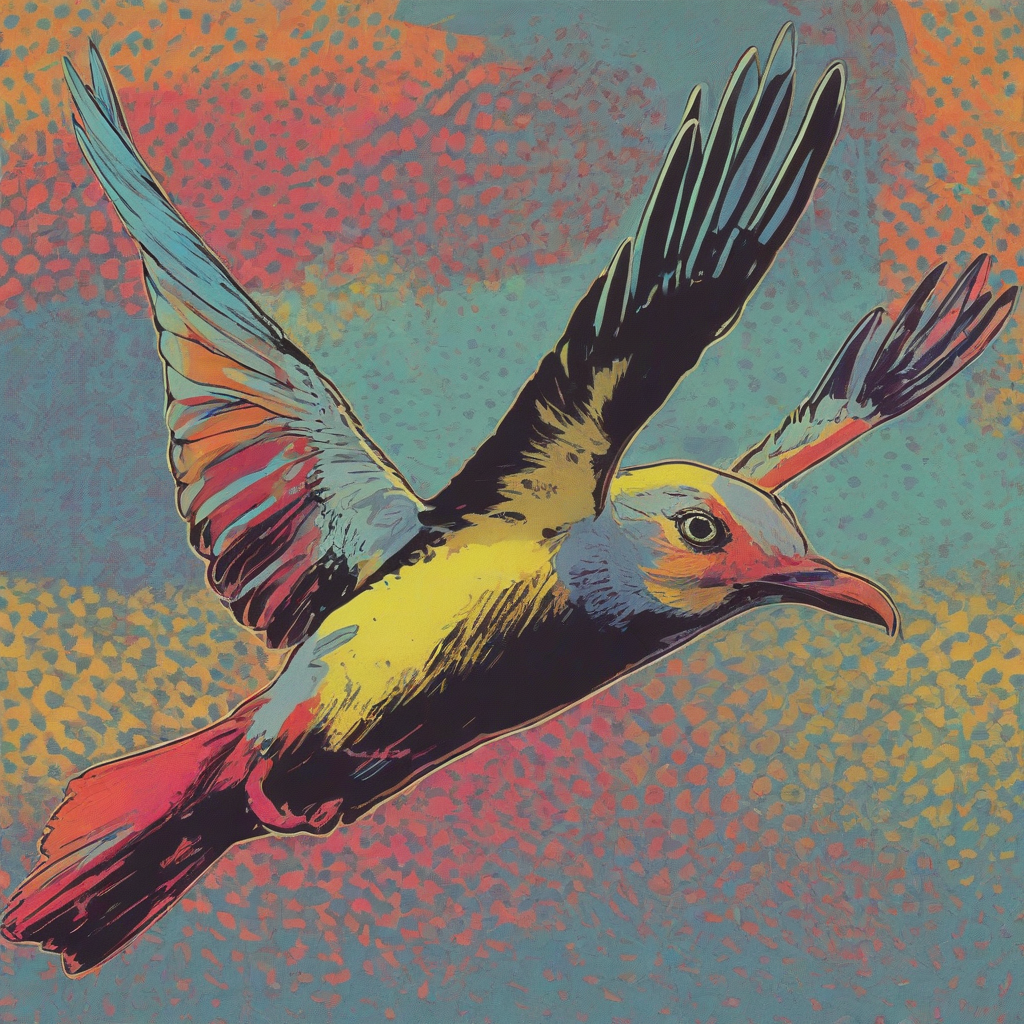 pop art of a flying bird