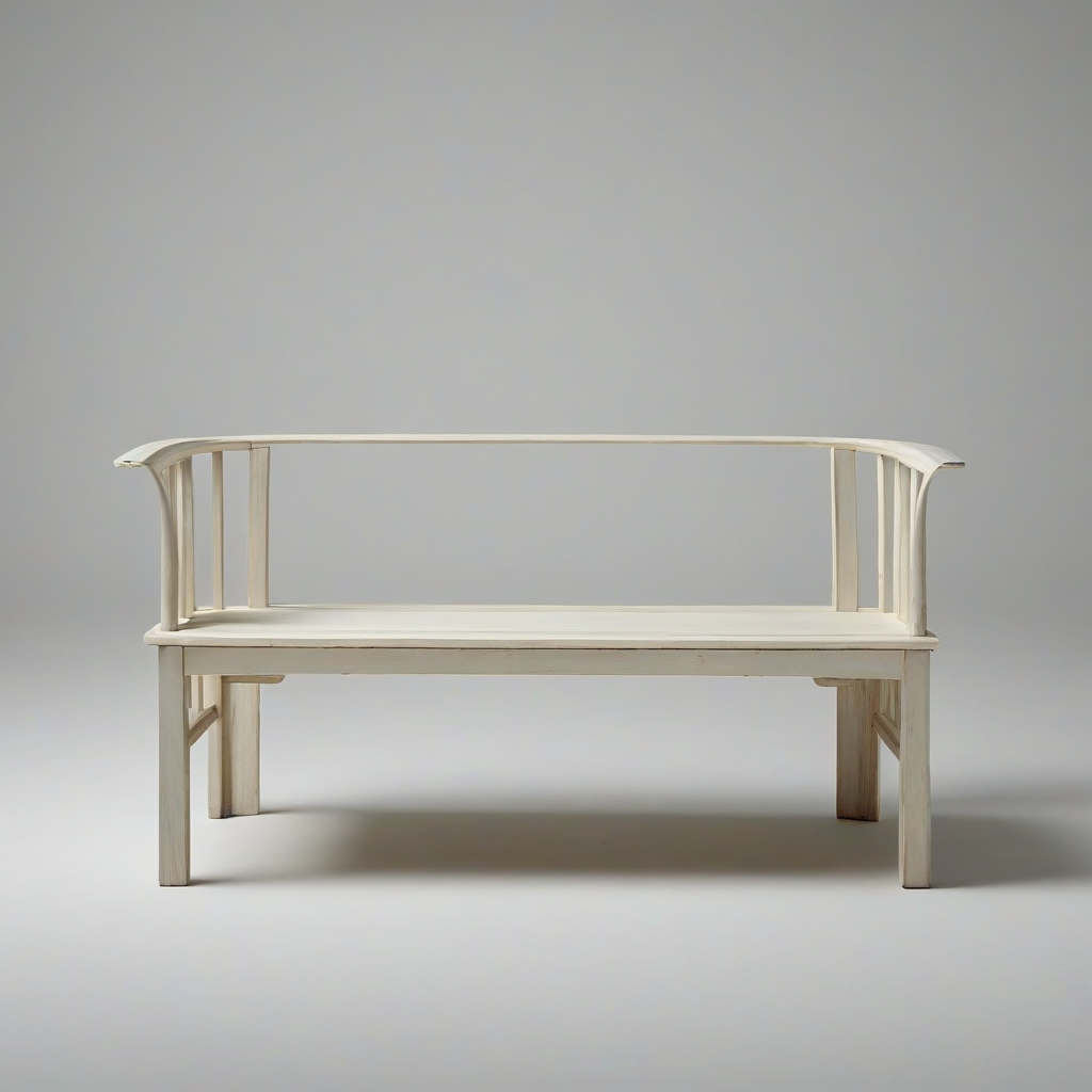 Japonism style furniture, wide shot, full-body view, on plain white background