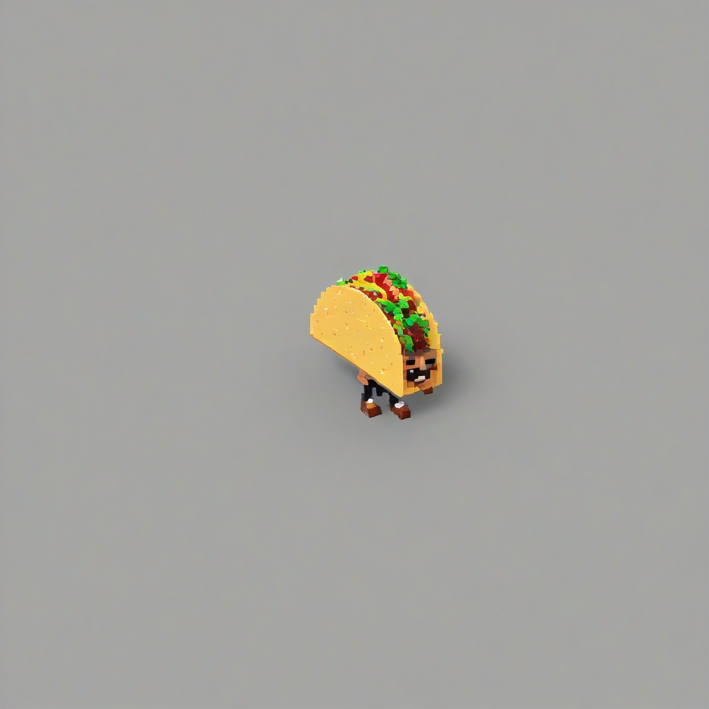 taco in pixel art 3D style, full-body view, on plain white background