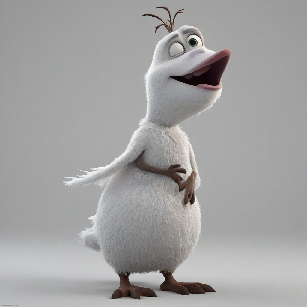Bruni from Frozen 2, full-body view, wide shot, on a plain white background, digital art style, on a plain white background, even lighting 