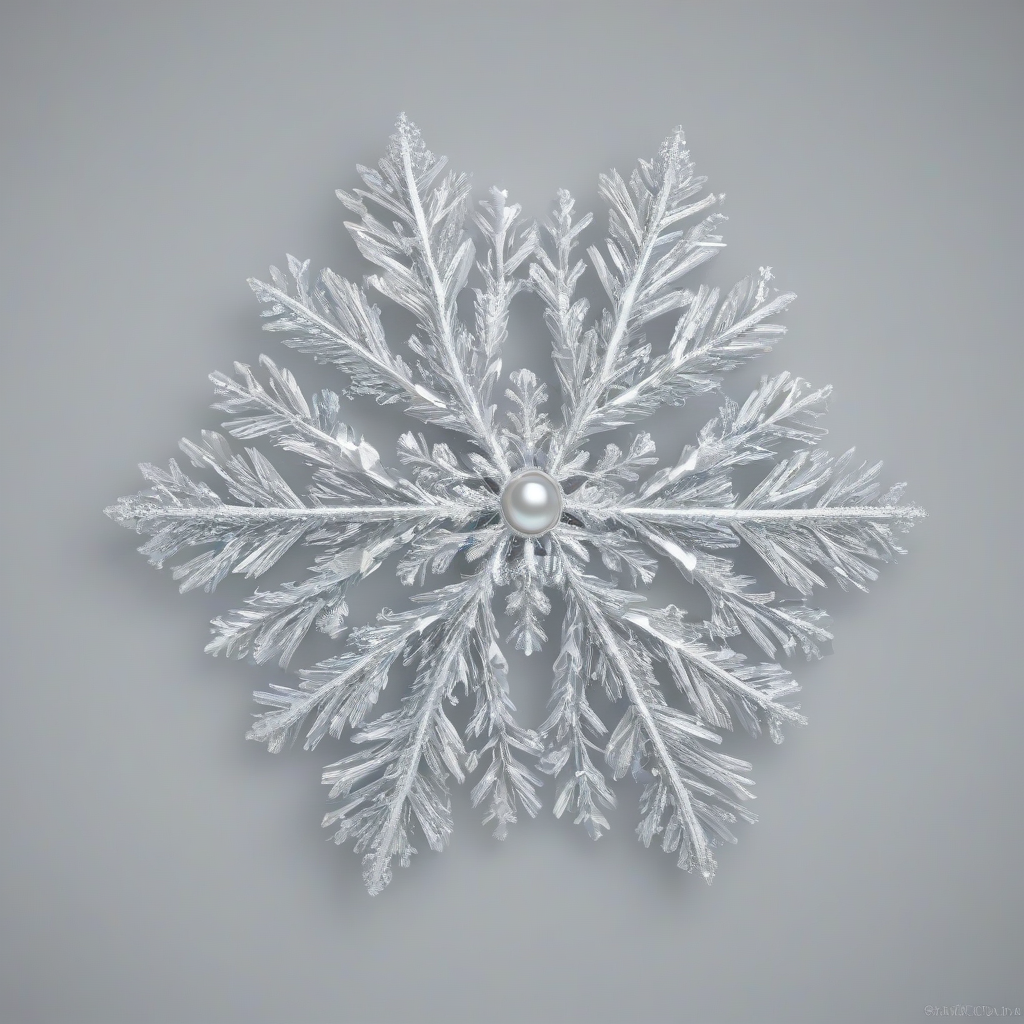 3d pearlescent snow flake, wide angel shot, on a plain white background, even lighting