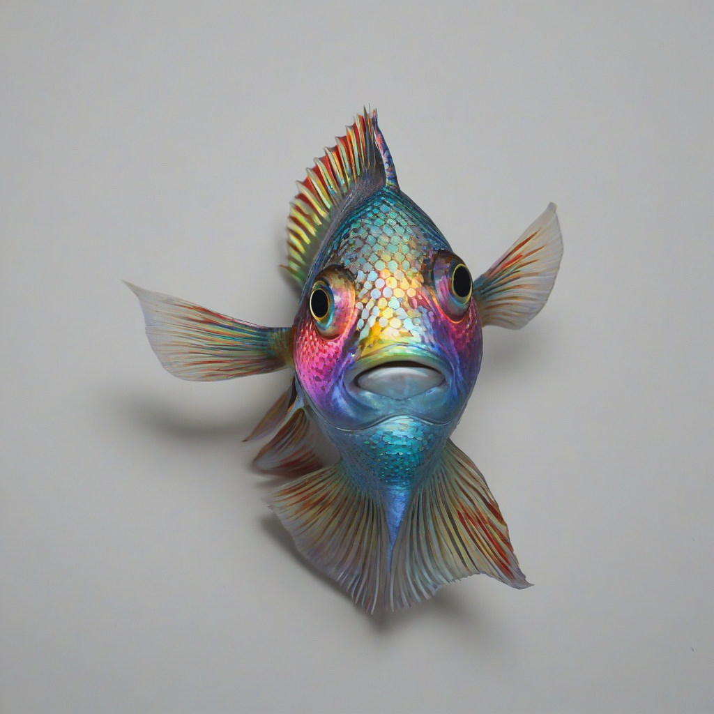rainbow fish, on a plain white background, even lighting 