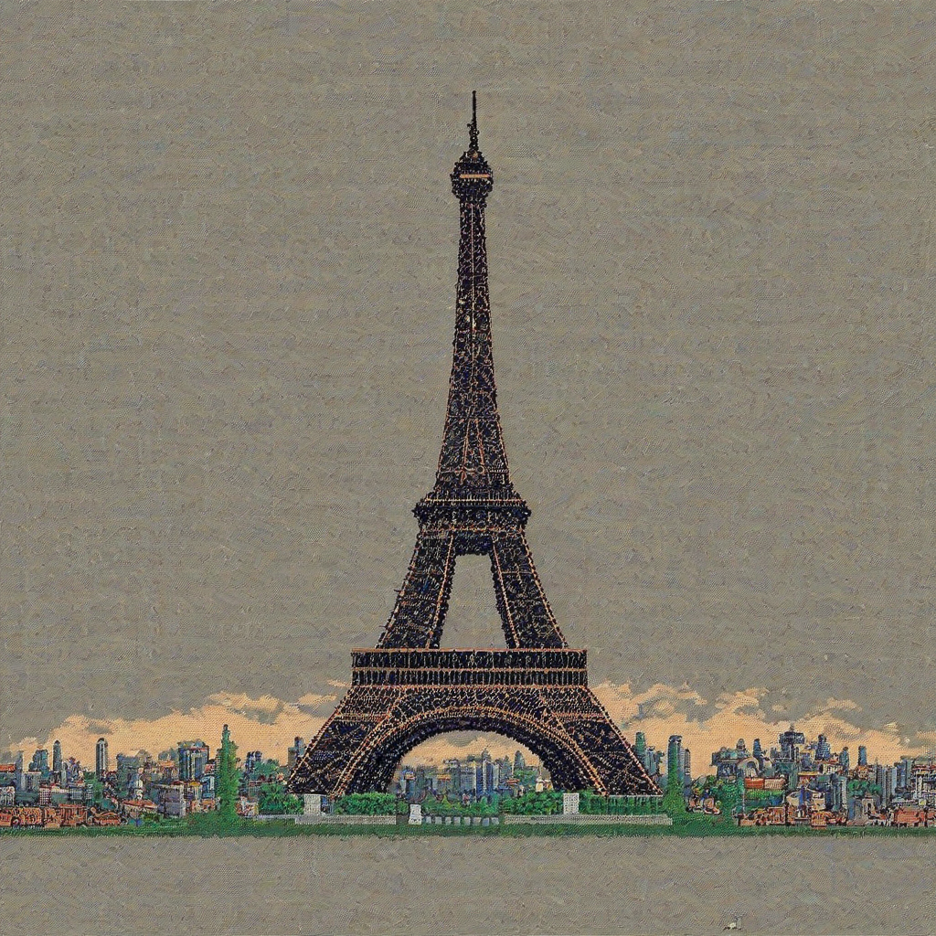 Pixel art of the Eiffel tower