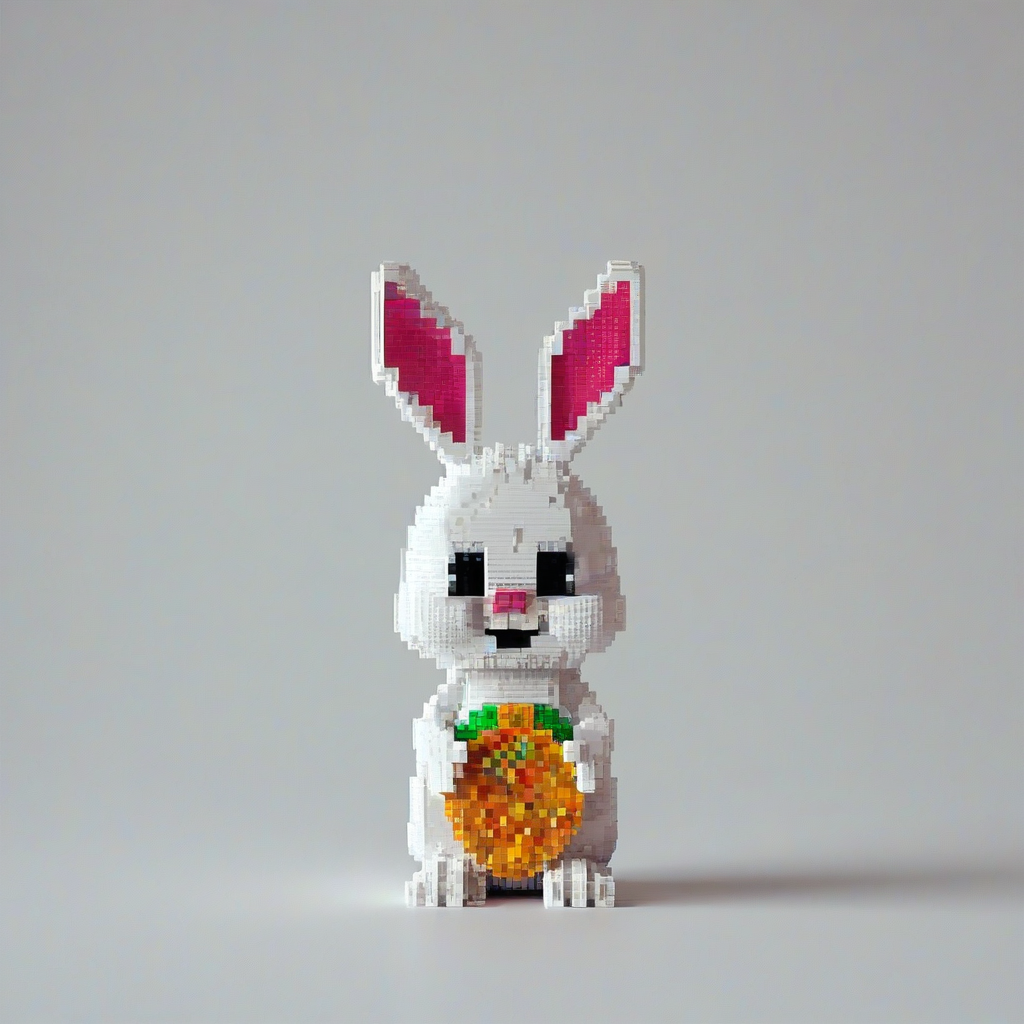 pixel art Easter Bunny, on a plain white background, even lighting