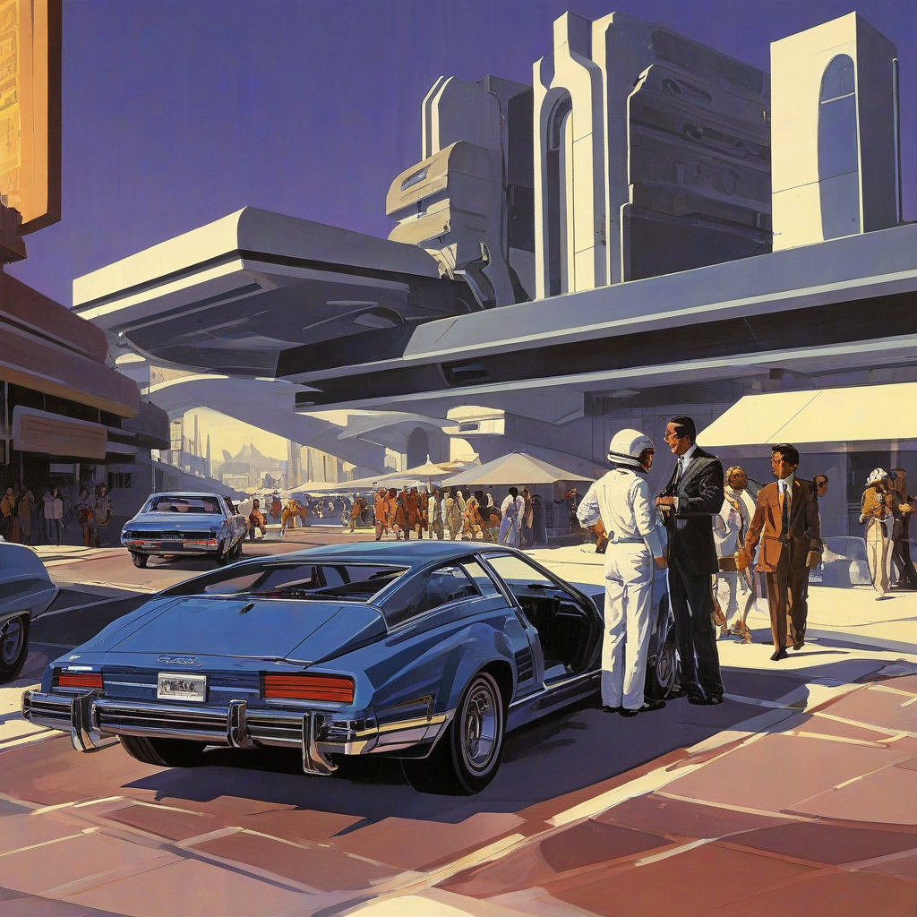 Syd Mead art style scene