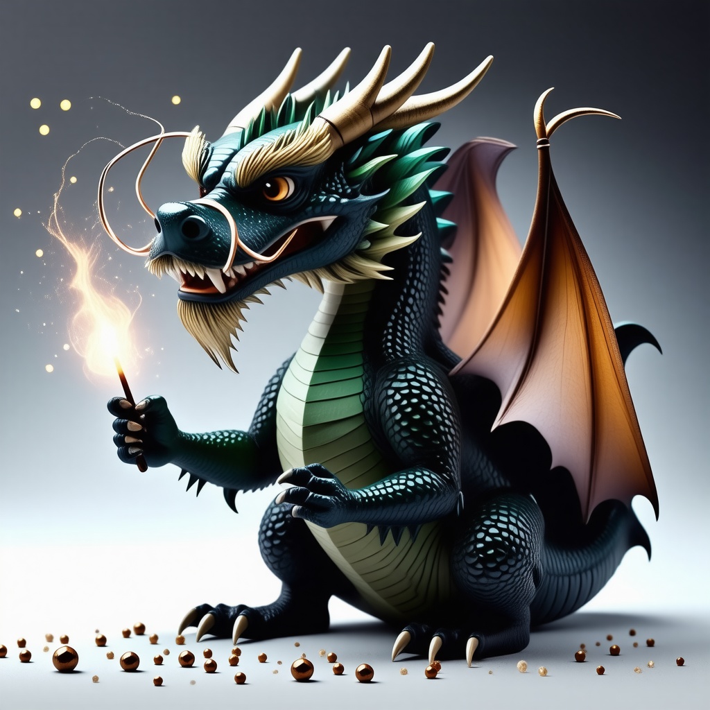 magical dragon with a magic wand