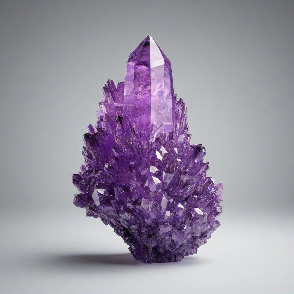 Violet crystal formation, full-body view, wide shot, on white background, sci-fi style