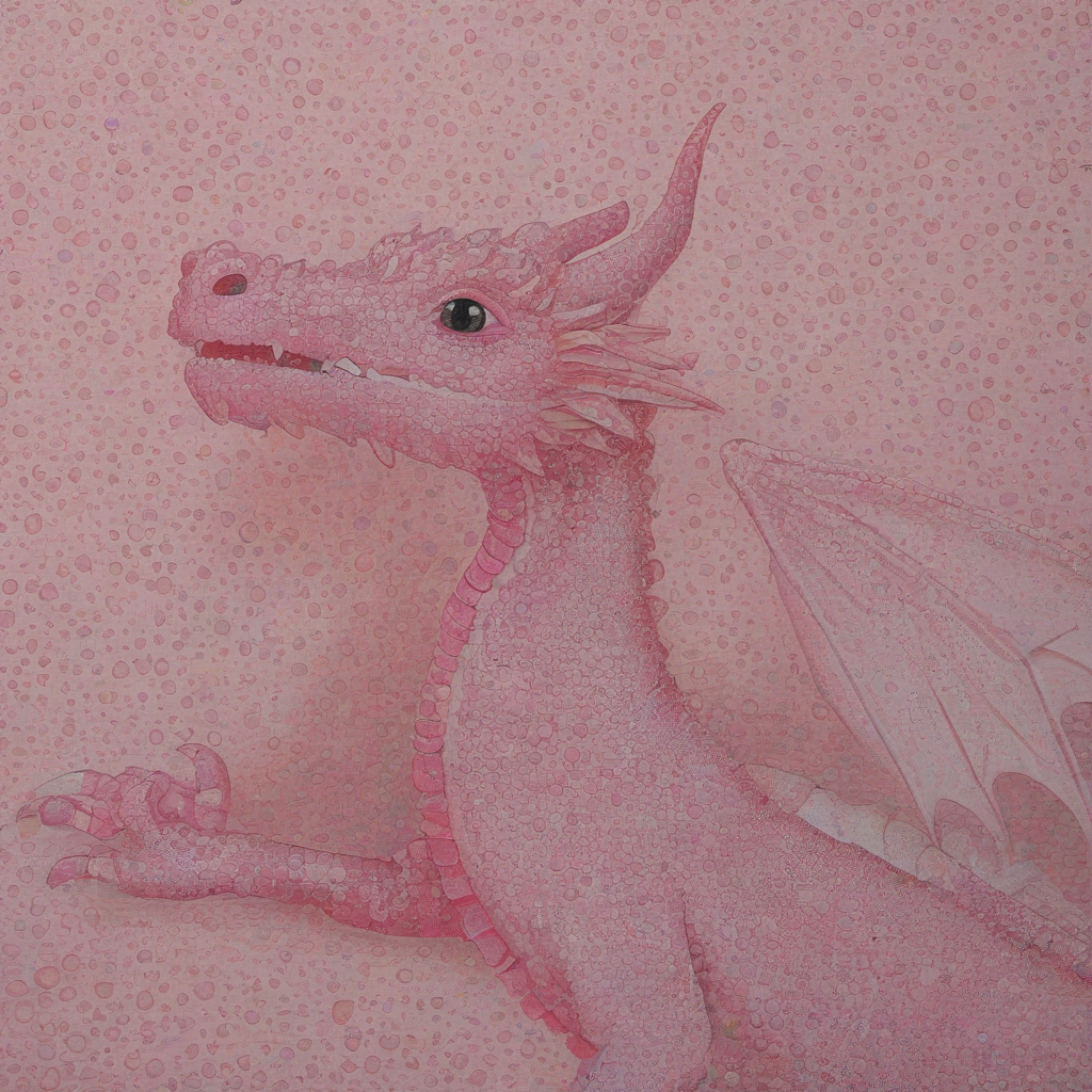 pointillism light pink dragon