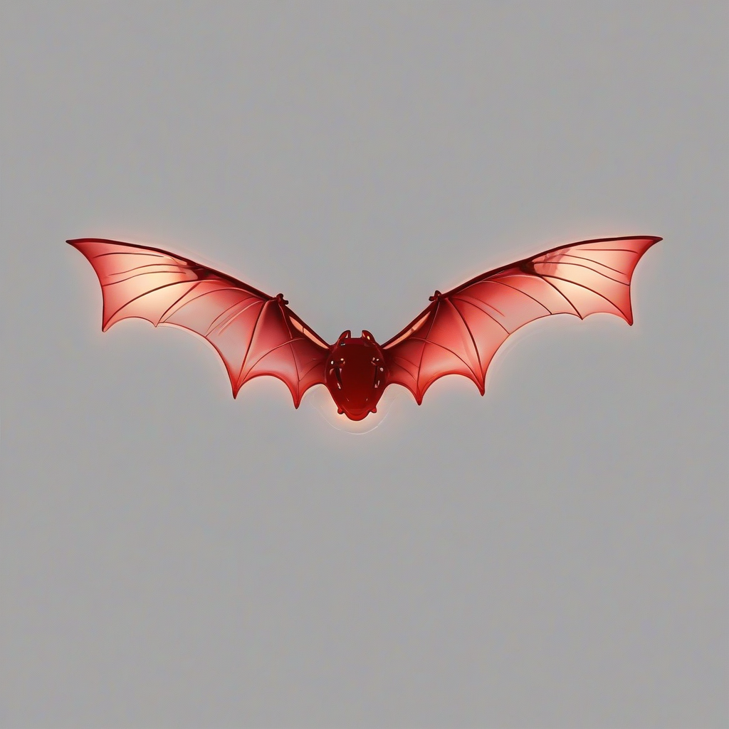 cartoon style glowing, cherry red colored toy bat wings, with delicate details, and a soft glow, on a plain white background, with no other objects, animals, or humans in sight, in a cartoon illustration style, with vibrant colors, wearable like a backpack, on a plain white background, even lighting