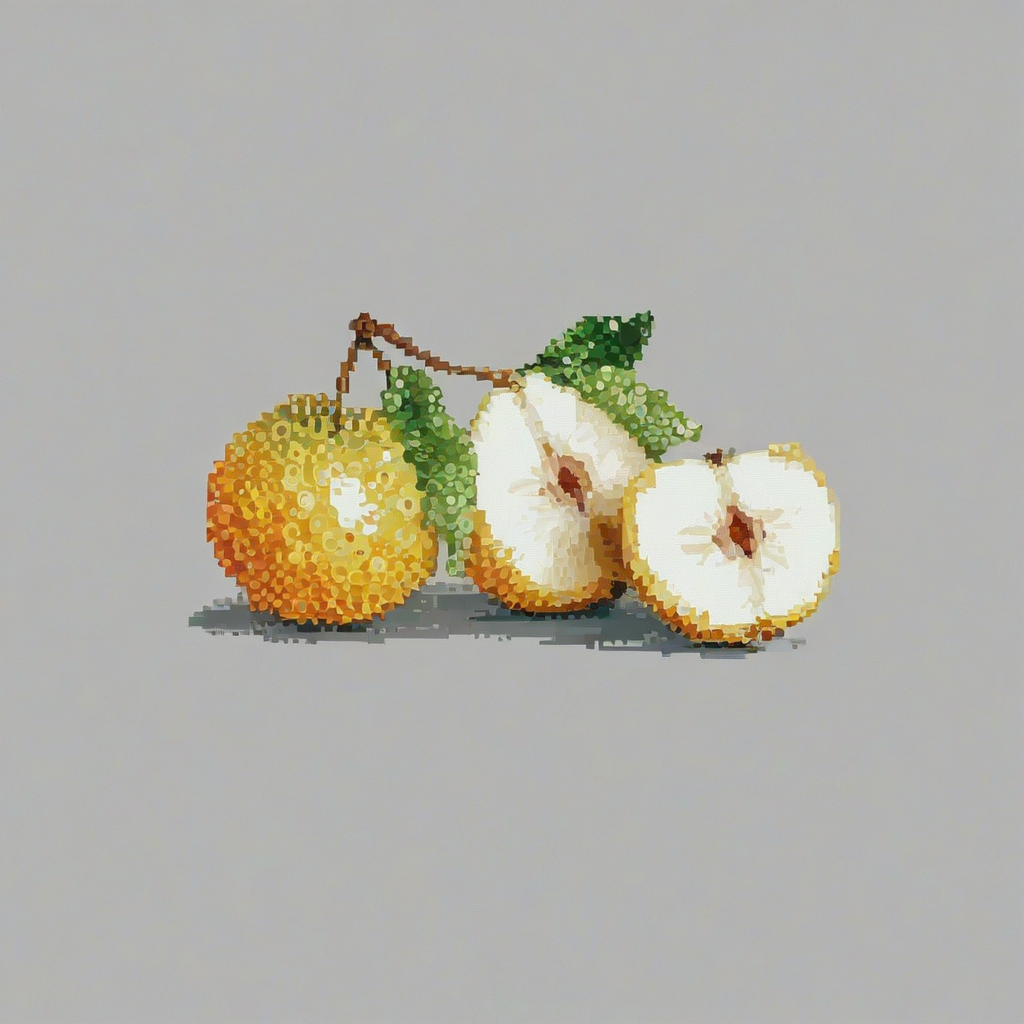 White fruit in pixel art style, full-body view, on plain white background