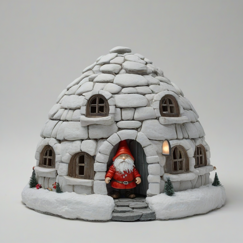 gnome igloo house, on a plain white background, even lighting