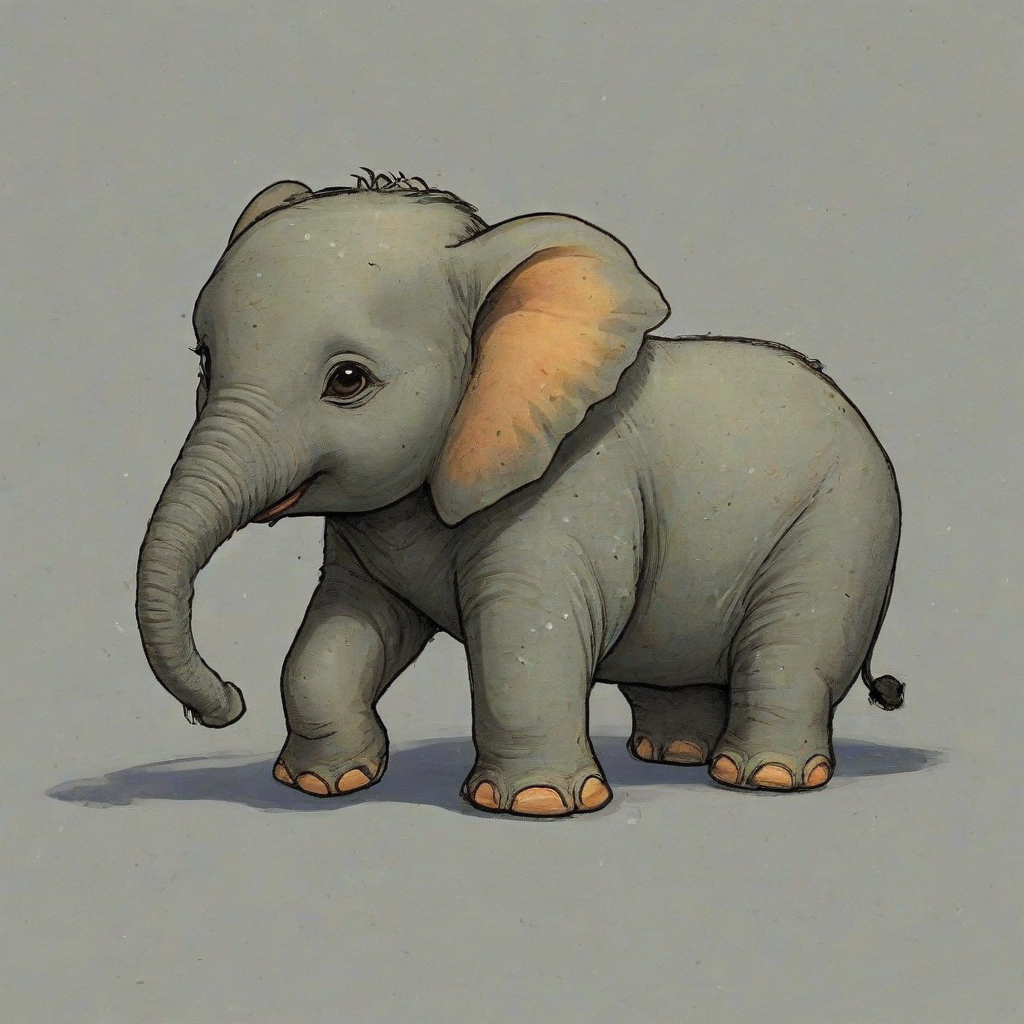 Ghibli style of a baby elephant