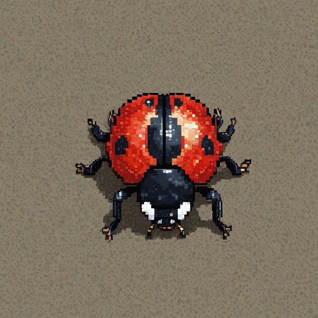 Pixel art of a ladybug