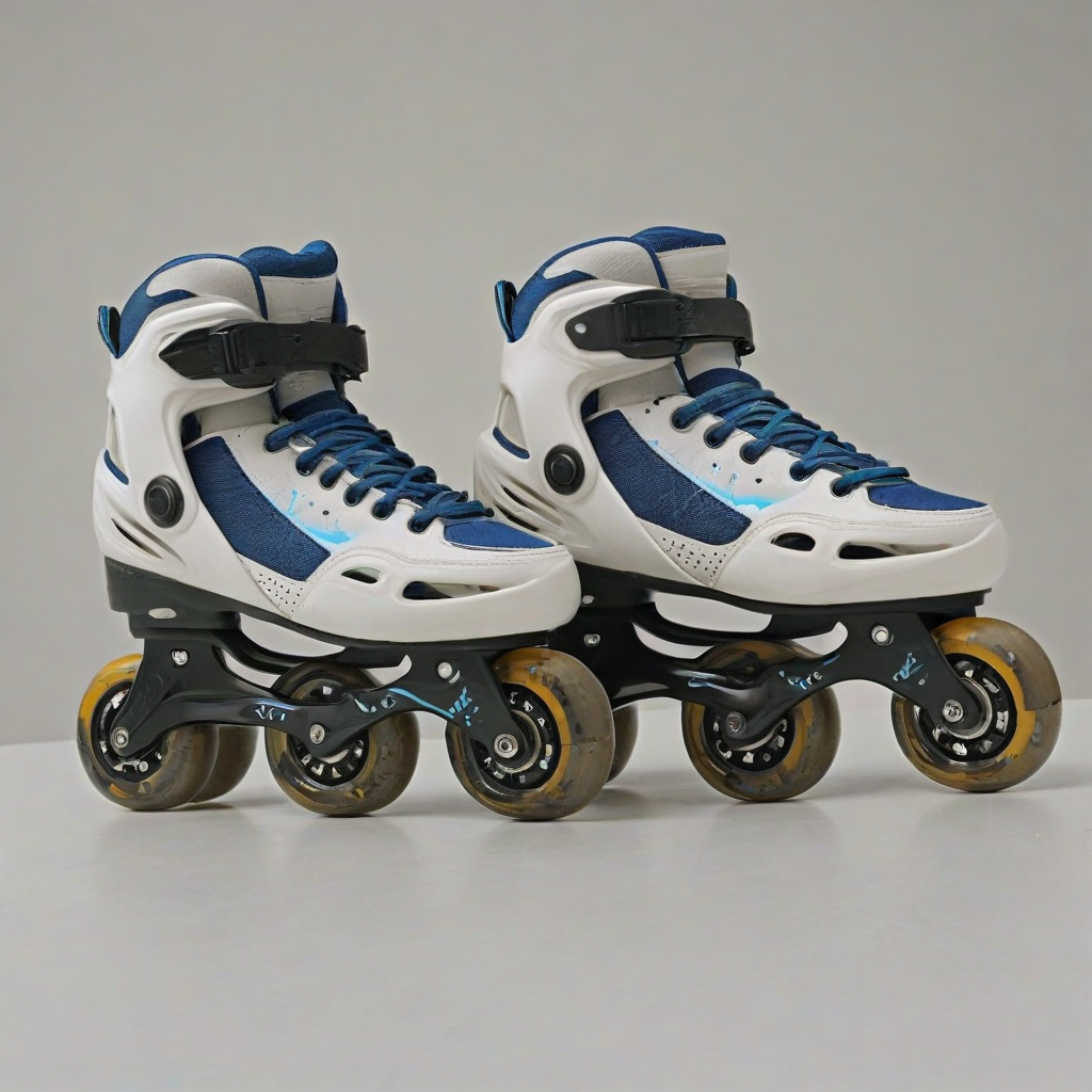pair of roller blade skates, on a plain white background, even lighting