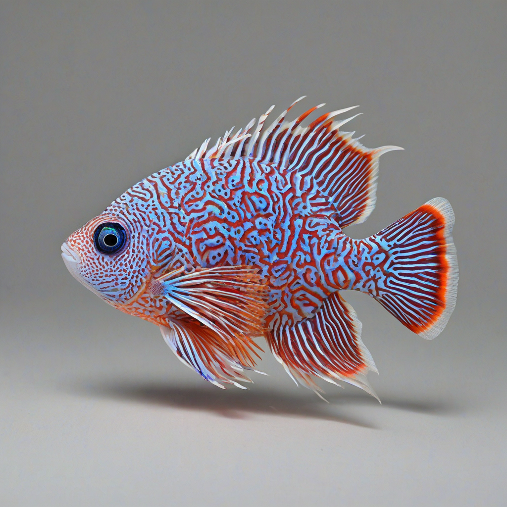 Coral, modernist pet, full-body view, on white background, vibrant colors, on a plain white background, even lighting 