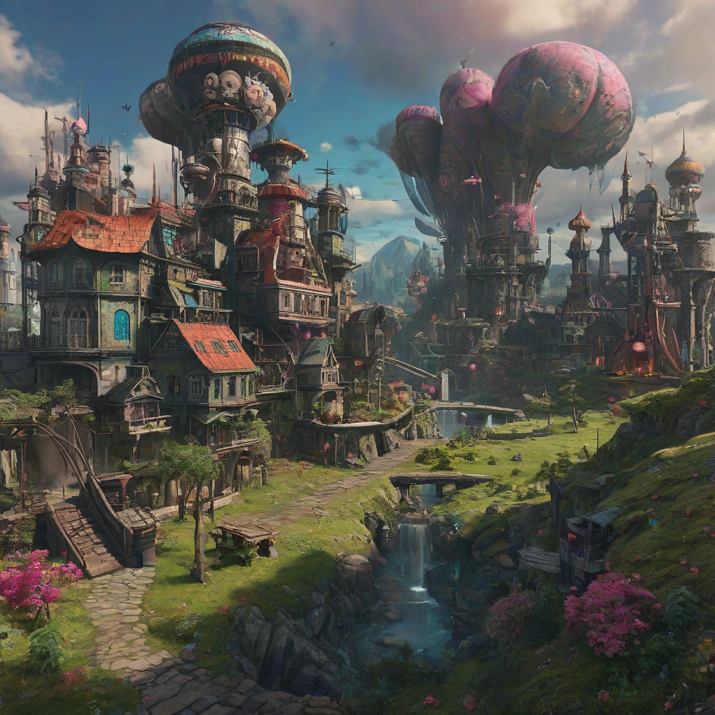 Magicpunk landscape scene