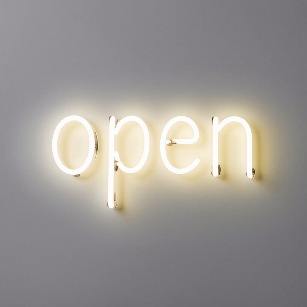 A neon sign that says "open"