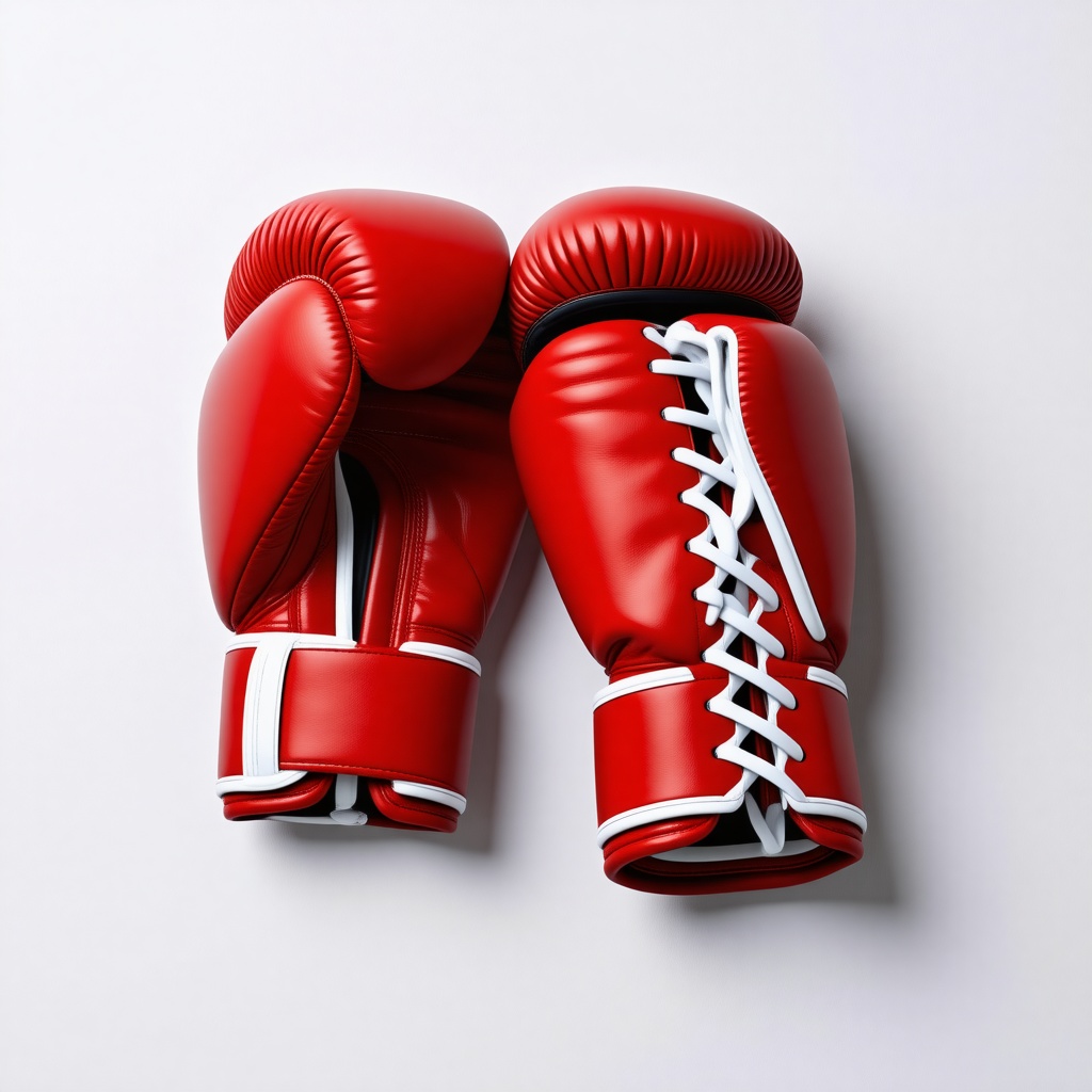 red boxing gloves with white laces