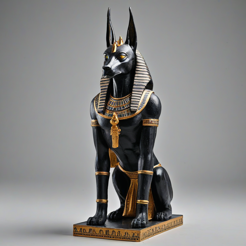 Anubis statue, on a plain white background, even lighting